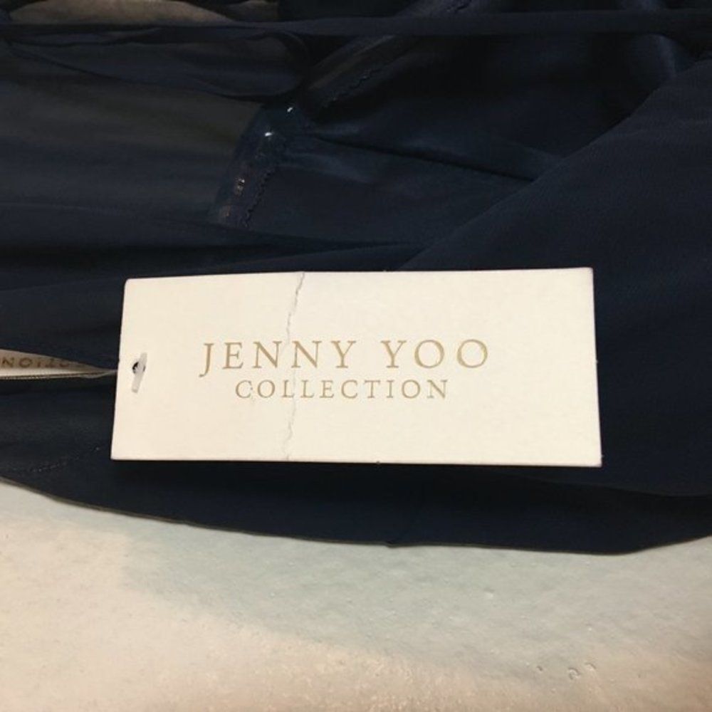 Jenny Yoo Elizabeth Dress Size 2 Navy Blue Bridesmaid Formal Wear NEW Flaws - Picture 4 of 9